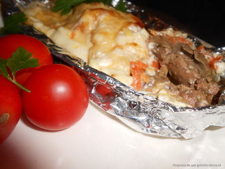 Нежная печень с яблоками