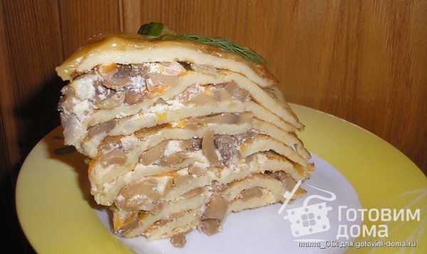 Торт из картофельных блинов с грибами &quot;Горка&quot; фото к рецепту 1