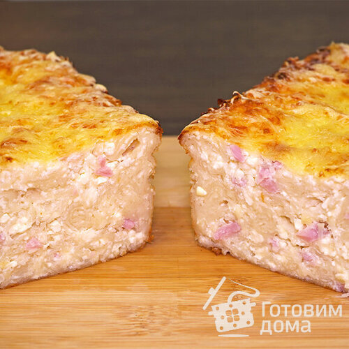 Рваный пирог из лаваша с сыром и ветчиной в духовке