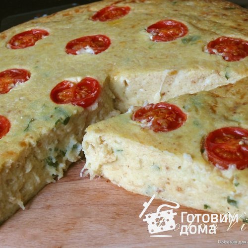 Творожно-хлебная запеканка с сыром и помидорами