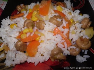 Овощи с рисом (быстрый гарнир или полноценное постное блюдо)