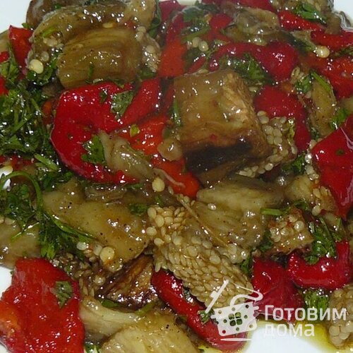Холодная закуска из баклажанов с перцами