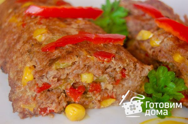 Мясная буханка с перцем и кукурузой (Meatloaf) фото к рецепту 4