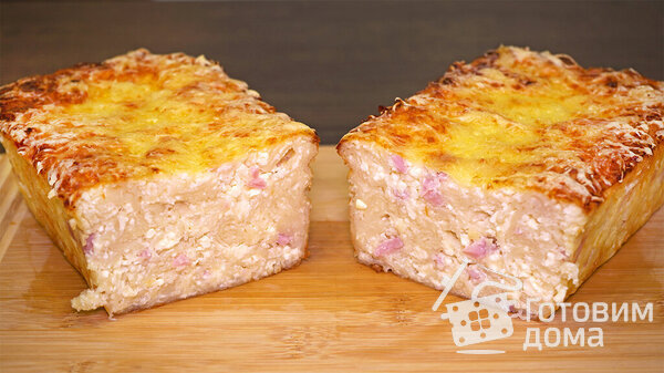 Рваный пирог из лаваша с сыром и ветчиной в духовке фото к рецепту 3