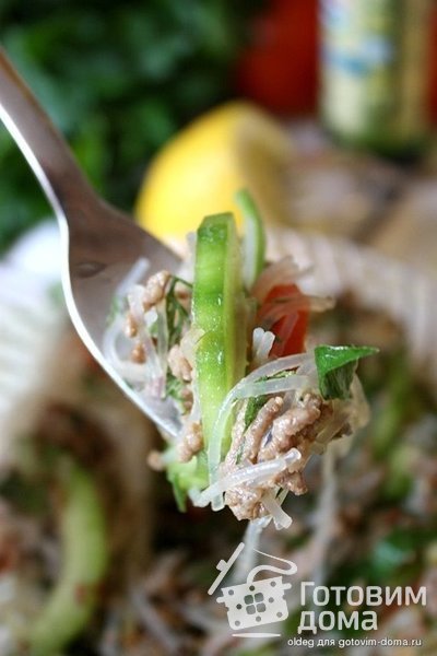 Стеклянная лапша с фаршем и овощами фото к рецепту 4