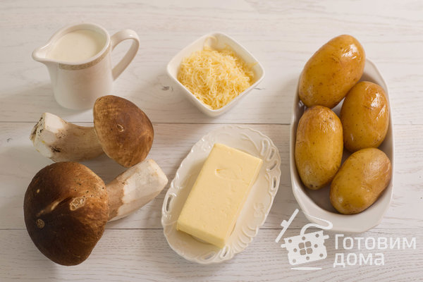 Запеканка из картофеля с белыми грибами и сливками фото к рецепту 1