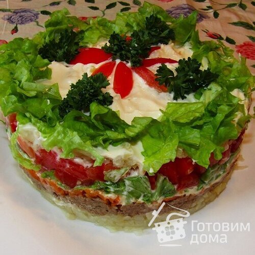 Слоеный салат с тунцом