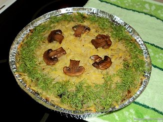 Слоеная запеканка с картофелем и грибами