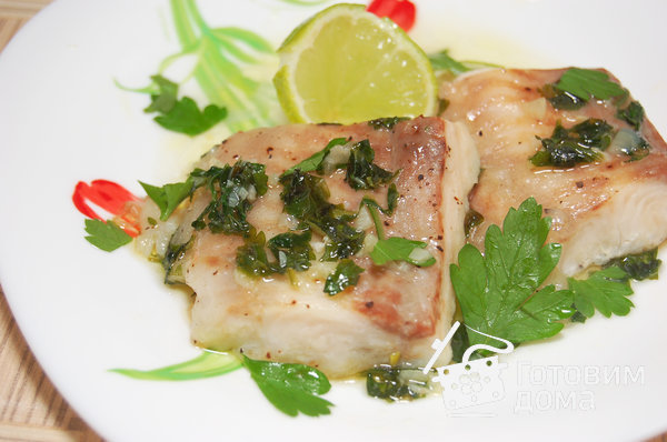 Рыба в соусе из зелени с белым вином фото к рецепту 4