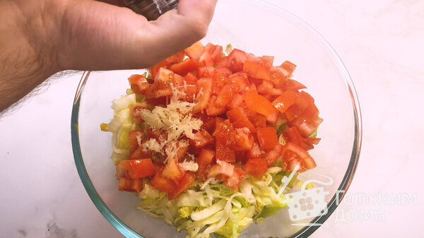 Здоровый и вкусный вегетарианский салат Цезарь в домашних условиях фото к рецепту 5