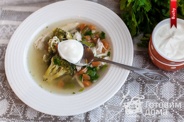Куриный суп с брокколи и зеленой фасолью фото к рецепту 1