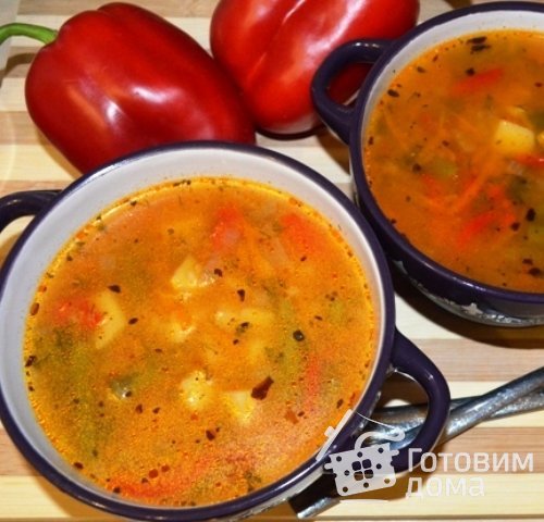 Густой суп со стручковой фасолью и болгарским перцем