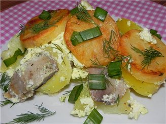 Запеченный картофель с селедкой