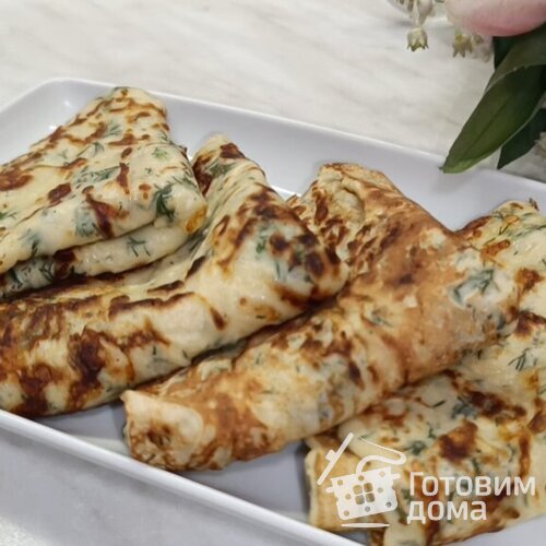 Сырныее блиины с зеленью