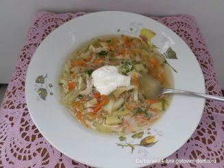 Щи из свежей капусты с курицей