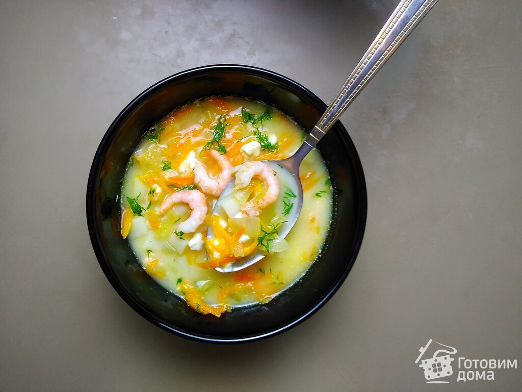 Блюдо дня: сырный суп с креветками - рецепт с фото | Название сайта
