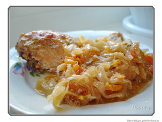 Капуста, запечённая в духовке с курочкой