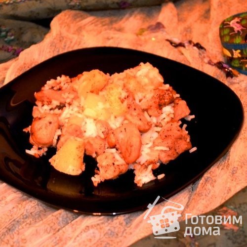 Пелло-ароматная свинина с ананасом и рисом