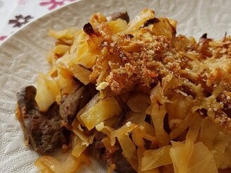 Куриная печень с капустой