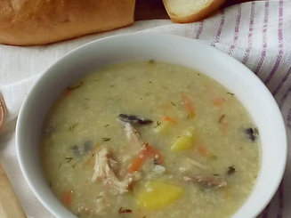 Чесночный суп с пшеном и грибами
