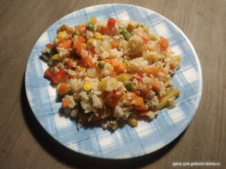 Овощи с рисом (быстрый гарнир или полноценное постное блюдо)