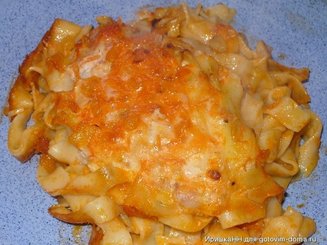 Запеченные  гнезда из макарон
