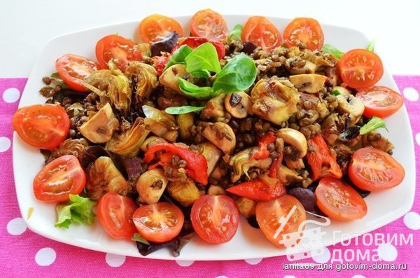Салат из артишоков, грибов и чечевицы фото к рецепту 9