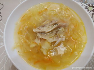 Щи из свежей капусты с курицей
