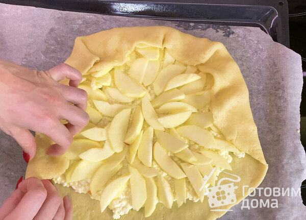 Галета с Яблоками и Творогом. Открытый яблочный пирог фото к рецепту 7