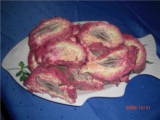 Салат-рулет "Селёдка под шубкой"