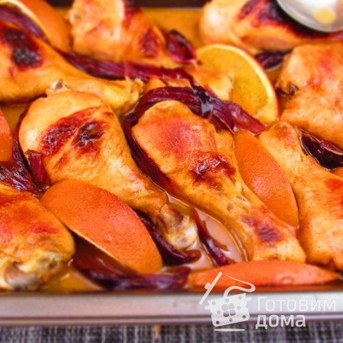 Куриные ножки с апельсином и луком