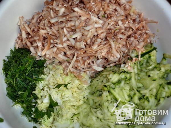 Овощные оладьи (грибы,капуста,кабачок) фото к рецепту 1