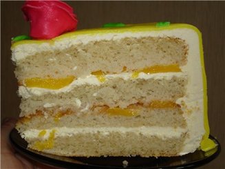 Торт с персиками, миндалем и шоколадом