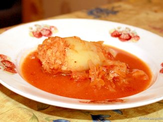 Перцы, фаршированные капустой с фаршем