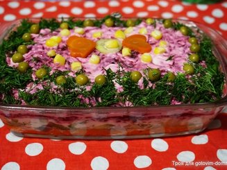 Селедка под шубой без картофеля