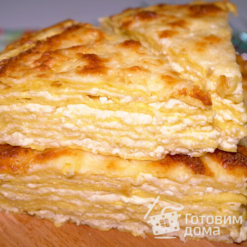Пирог из лаваша с творогом и сыром