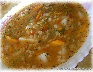 Густой суп "Прованс" с картофелем, перловкой и помидорами