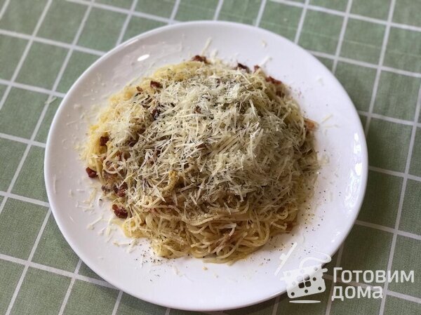 Карбонара из пасты capellini фото к рецепту 1