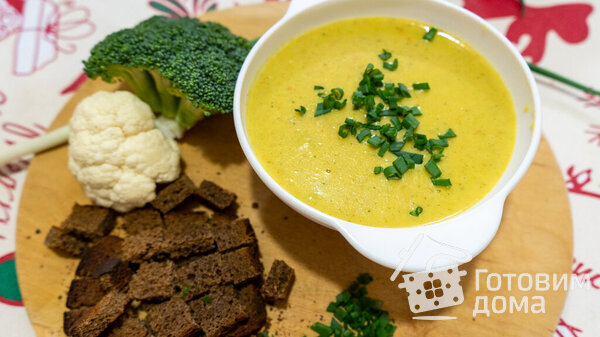 Сырный суп-пюре из брокколи и цветной капусты фото к рецепту 1