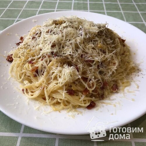 Карбонара из пасты capellini