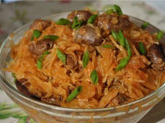 Сердечки, тушенные с капустой