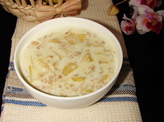 Овсяная каша с жареными яблоками