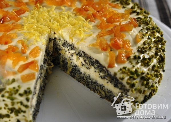 Маковый торт с лимонно-имбирным кремом фото к рецепту 1