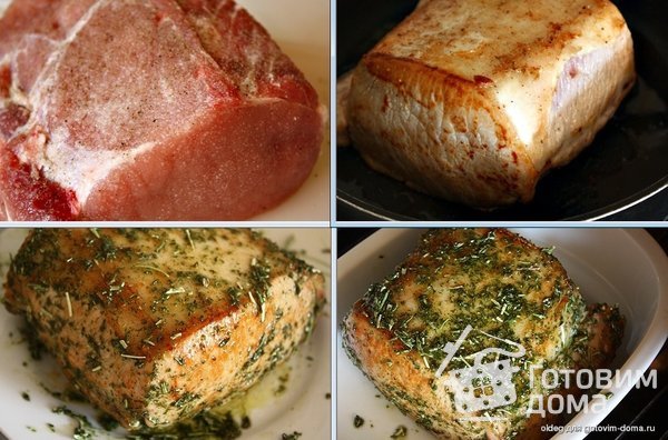 Свиная корейка, запеченная в духовке, с красным соусом фото к рецепту 1