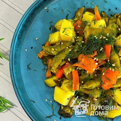 Овощное рагу с фасолью лоби