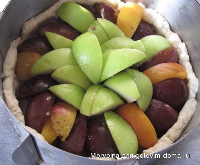 Творожно-творожный пирог с фруктами фото к рецепту 4