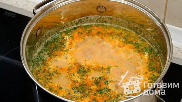 Гречневый суп с сыром, грибами, картошкой, зеленью и чесноком фото к рецепту 13