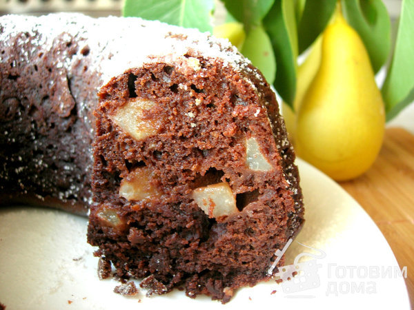 Шоколадный кекс с грушами фото к рецепту 1