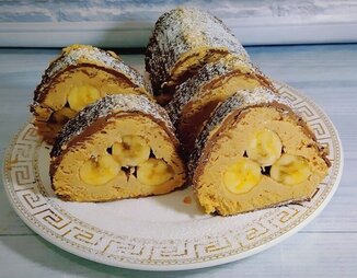 Аппетитный десерт из творога с бананами