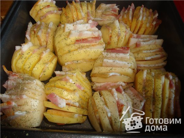 Печеный картофель с беконом или &quot;картошка-гармошка&quot; фото к рецепту 2